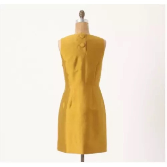 Anthropologie Maeve Gold Silk / Wool Sheath Dress - size 2 Extra Small - Picture 3 of 4